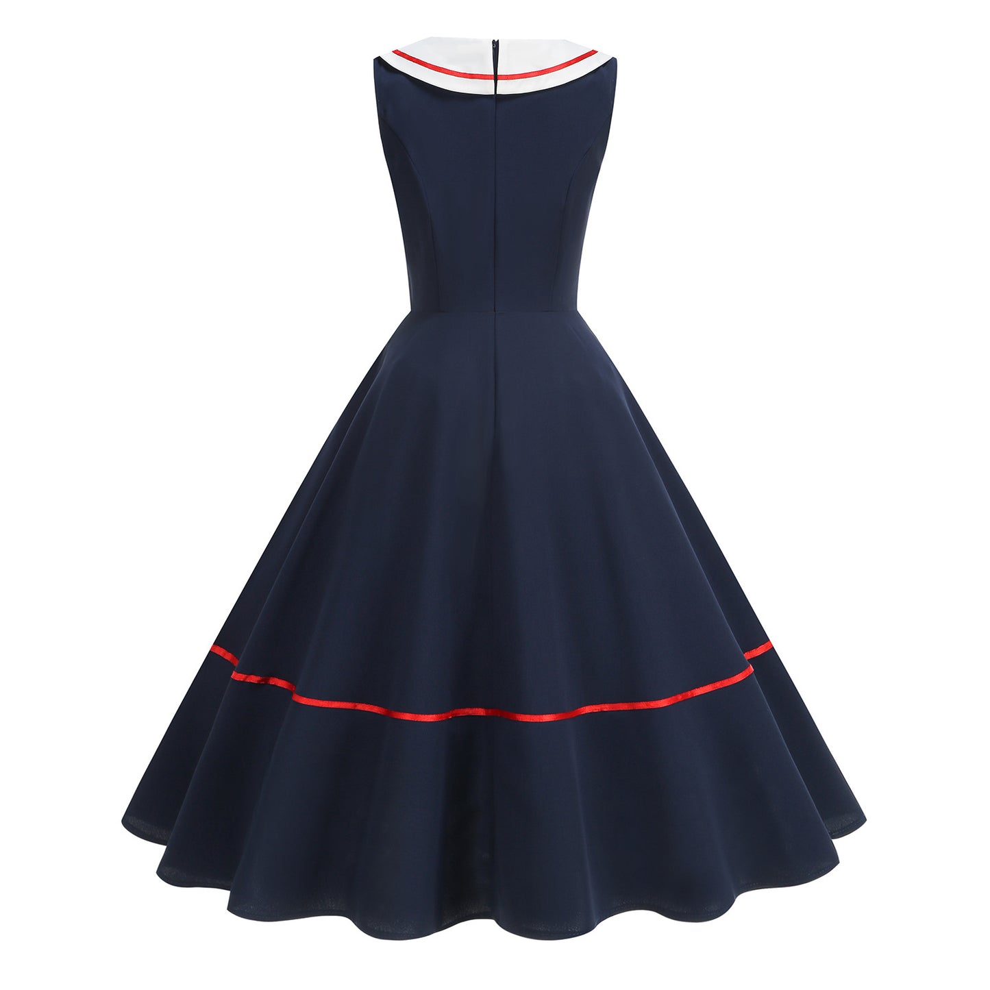 Women's Retro Navy Style Ribbon Hepburn Big Dress