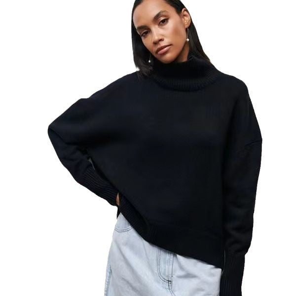 Casual Women's Loose Mock Neck Russian Sweater