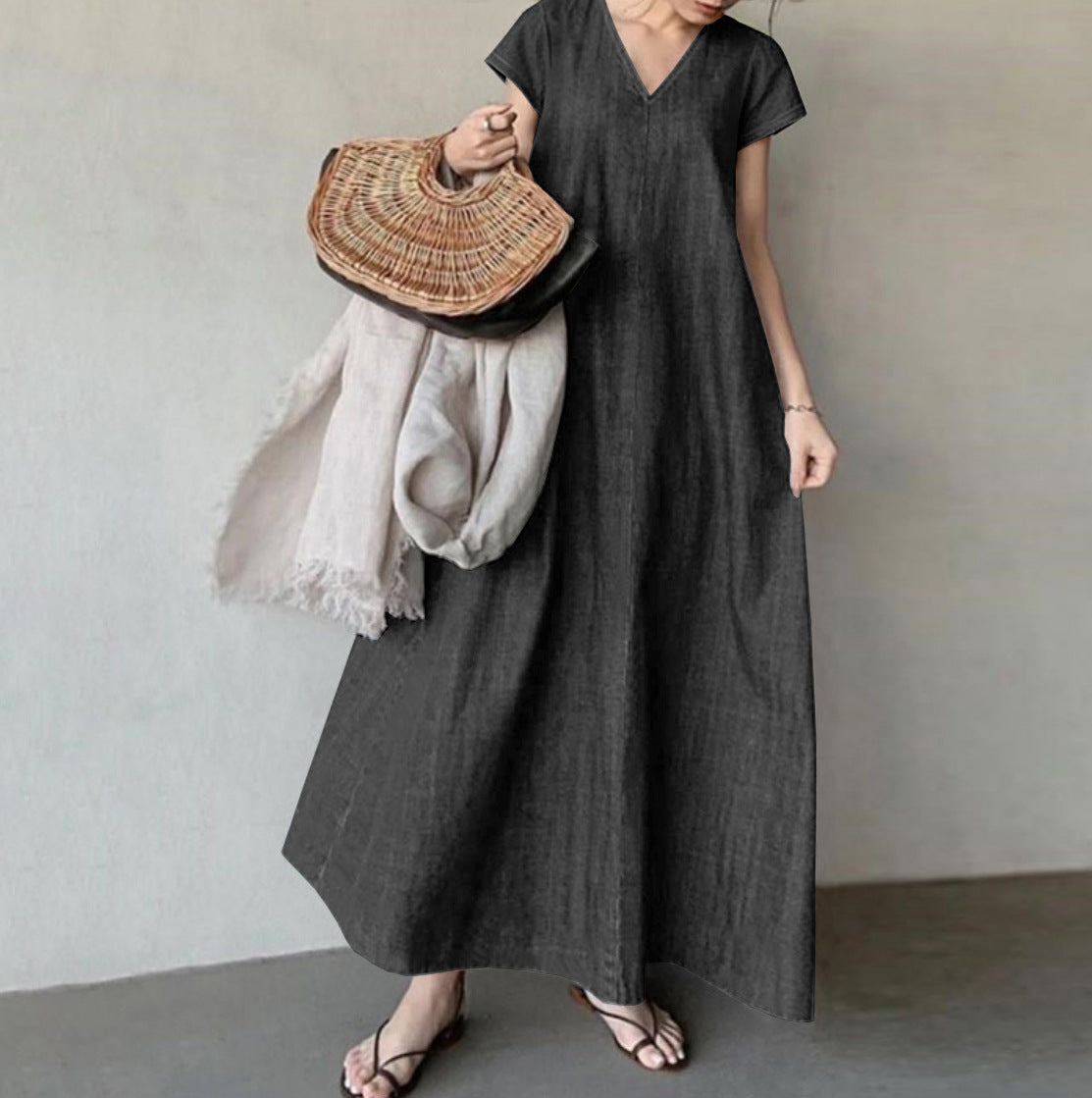 Denim Solid Color Temperament Commute Bohemian Loose Jumpsuits