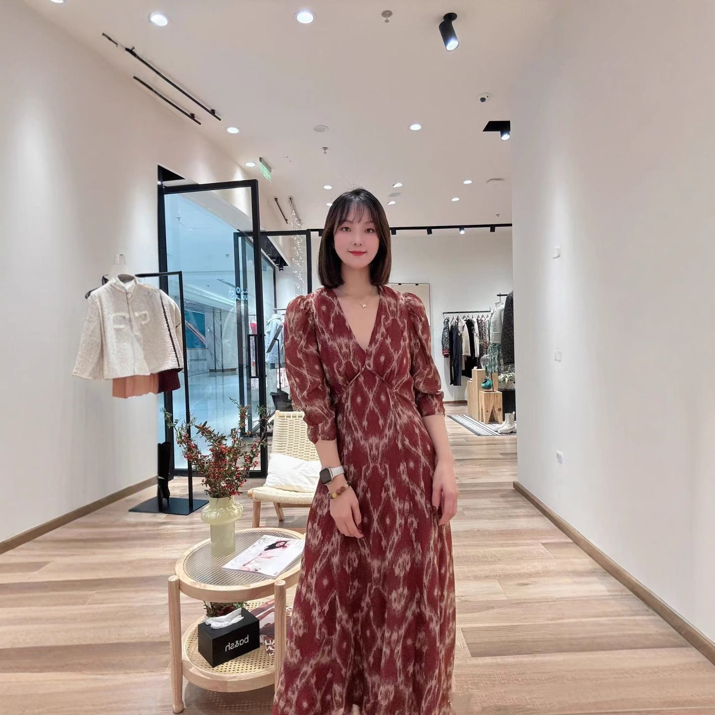 French Style Dress Silhouette Flower Sea Dresses