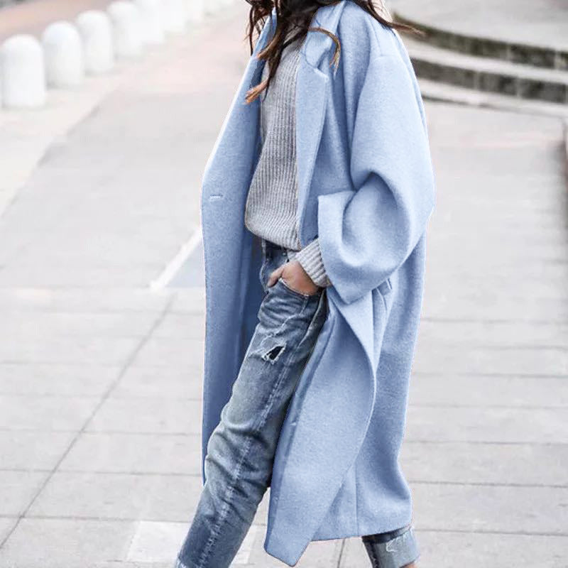 Women's Casual Long Pure Color Warm Keeping Coats