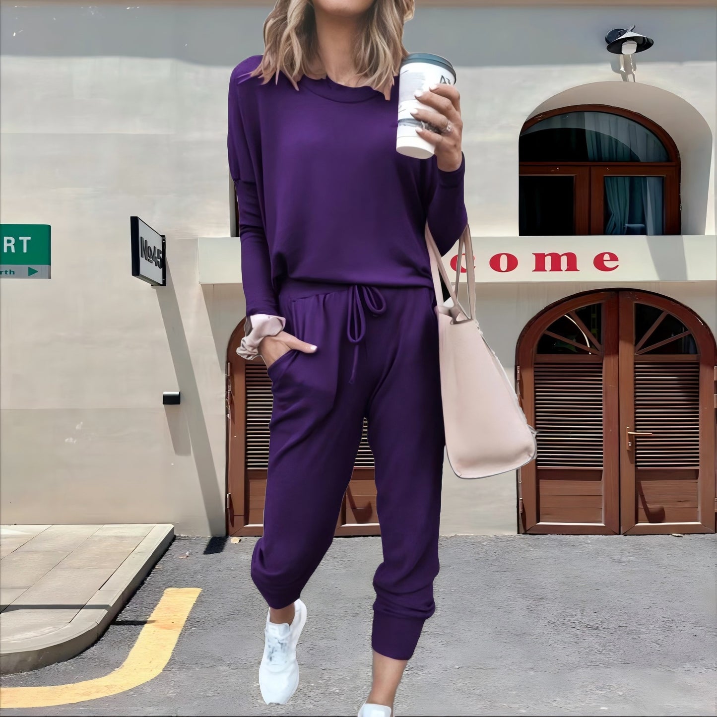 Women's Loose-fitting Solid Color Long Sleeves Casual Suits