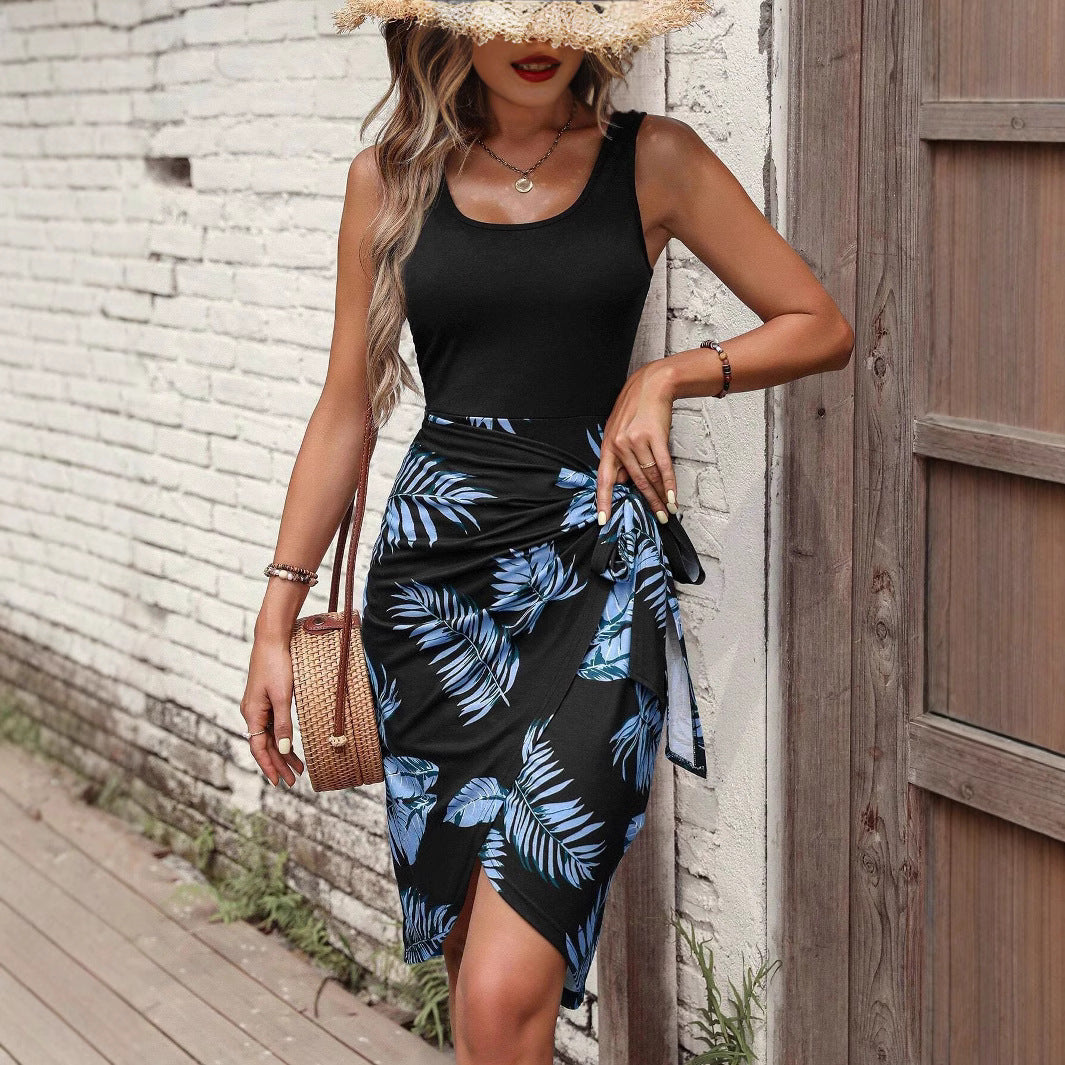 Women's Summer Tropical Printing Maxi Holiday Beach Dress