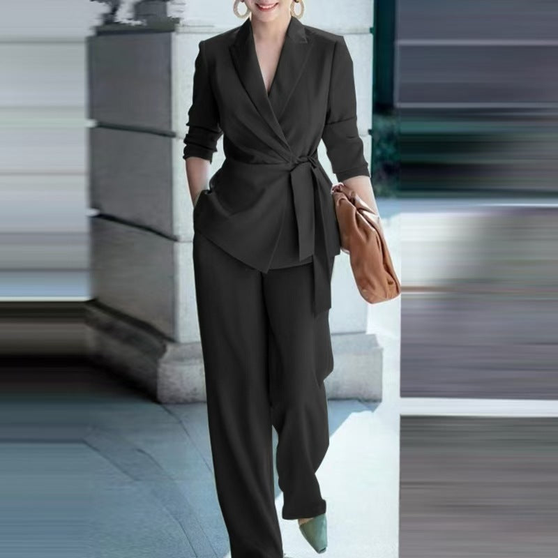 Women's Autumn Elegant Solid Color Two-piece Fashion Casual Suit