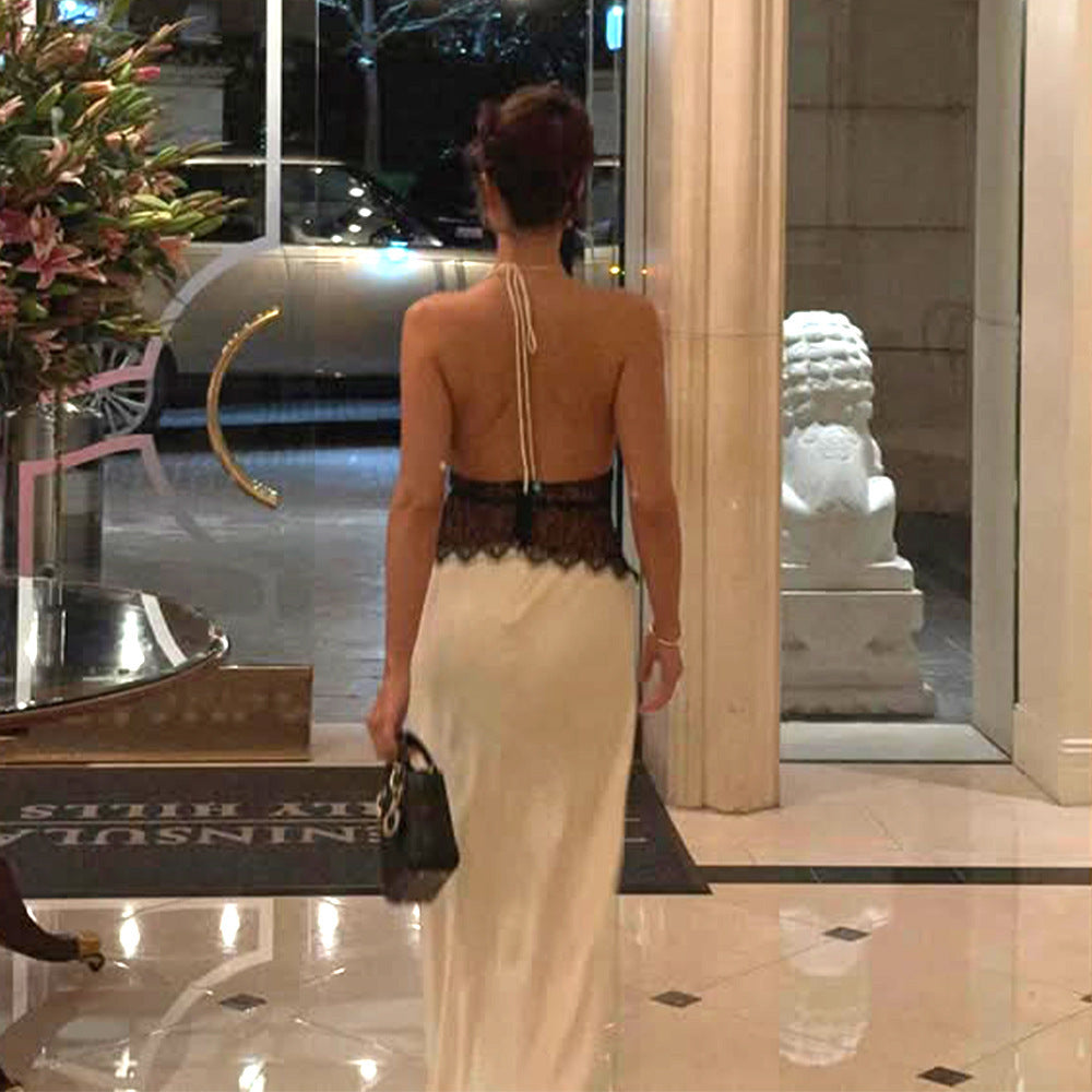 Women's Sexy Deep V Backless Lace Sheath Dress