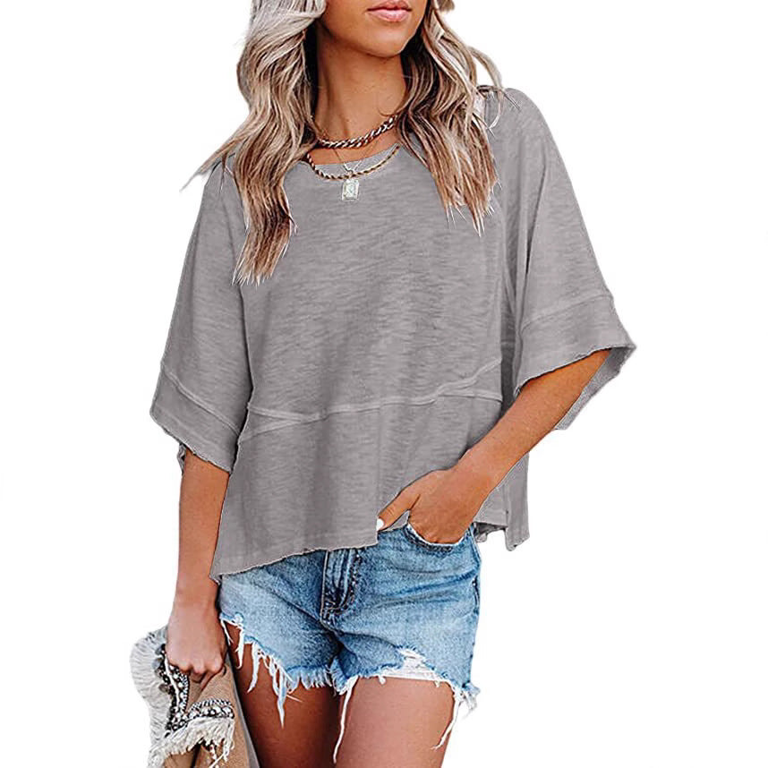 Women's Solid Color Bell Sleeve Casual Loose-fitting Blouses