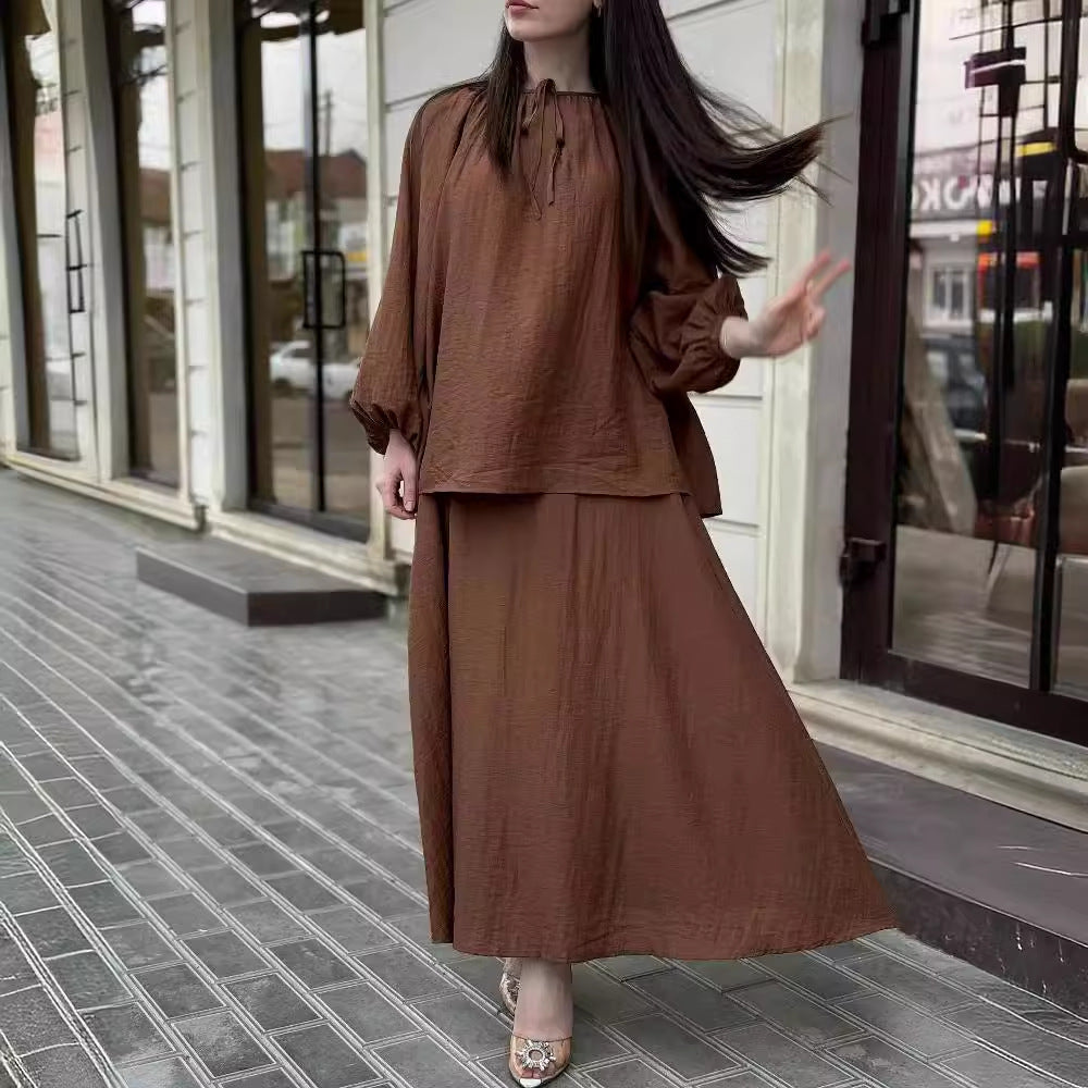 Women's Spring Muslim Style Puff Sleeve Loose Suits