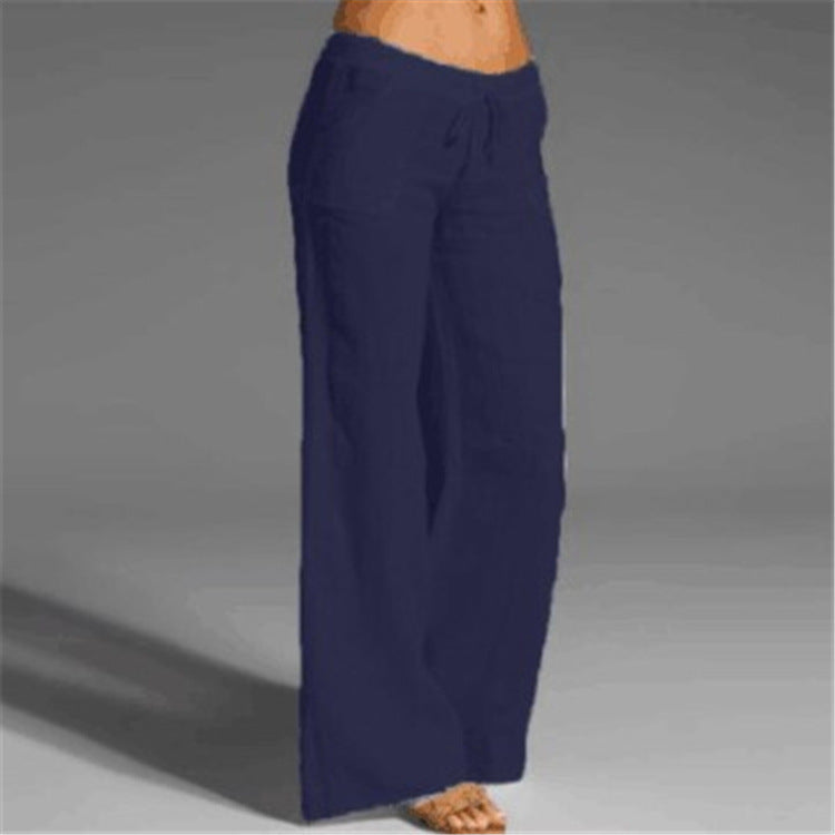 Women's Wide Leg Big Flared Pocket Cotton Pants
