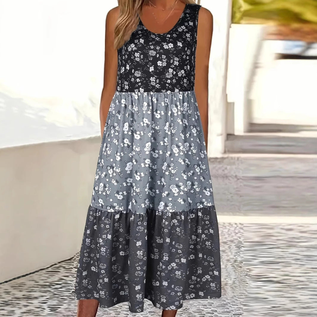 Women's Digital Printed Midi Loose Casual Dress