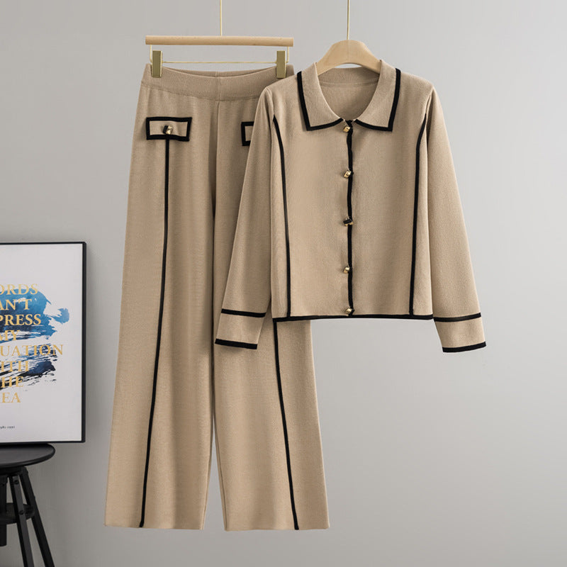 Women's High Sense Polo Collar Temperament Knitting Fashion Casual Suit
