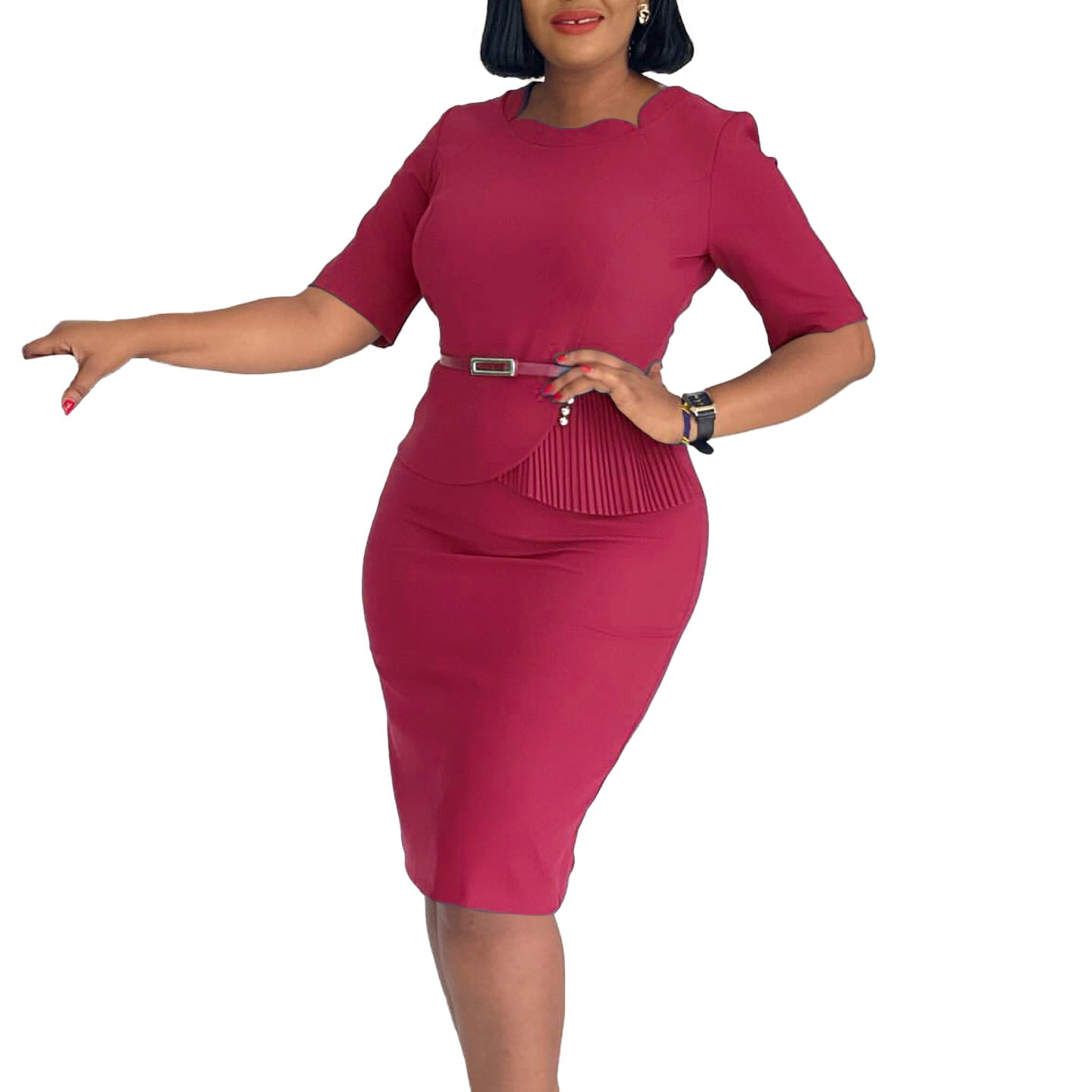 Women's Summer Fashion Solid Color Ol Sheath Dress