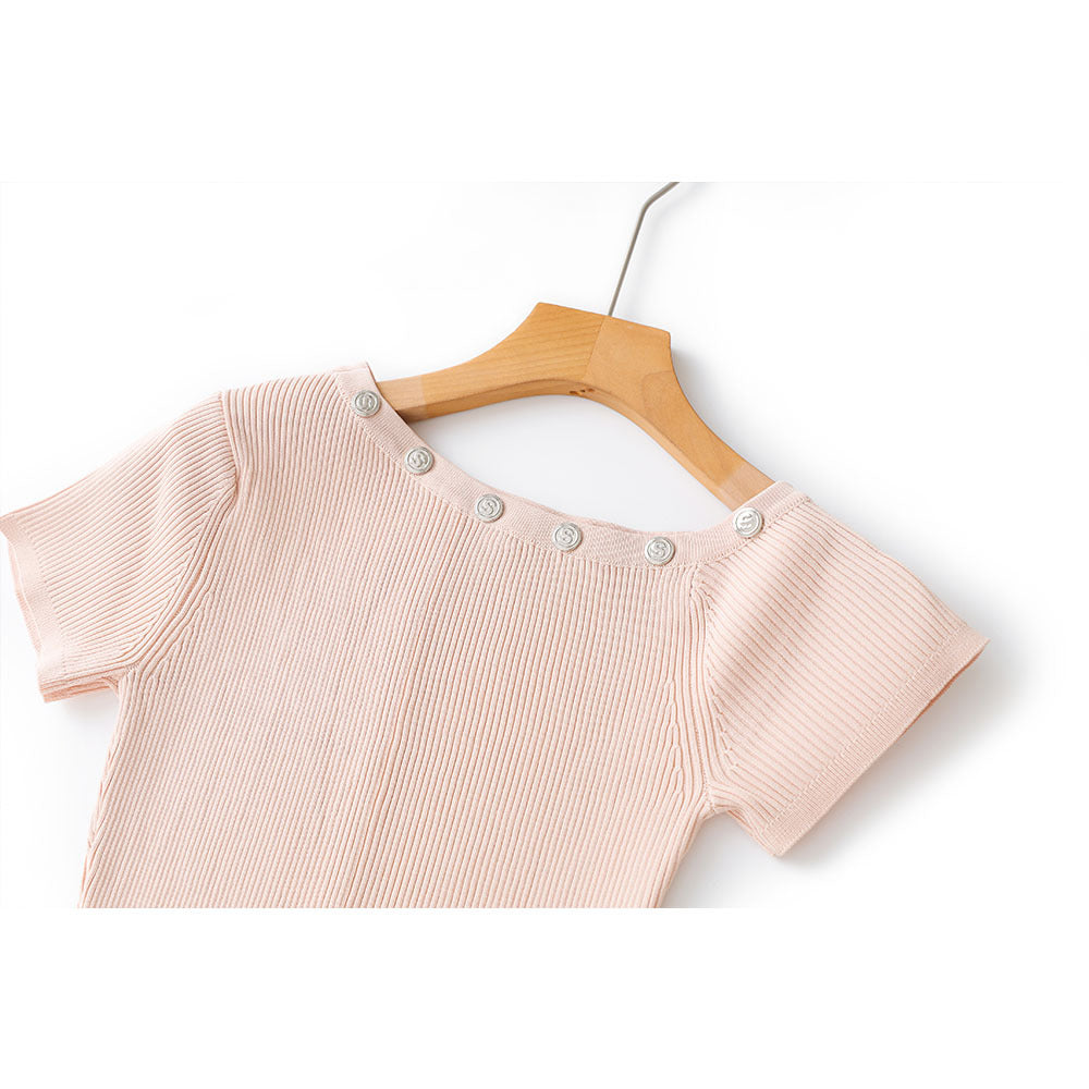 Button Knitted Dignified Sense Of Design Irregular Sleeve Fashion Dresses