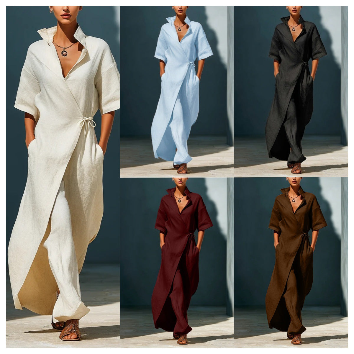 Summer Casual Sleeve Slimming Temperament Shirt Dress