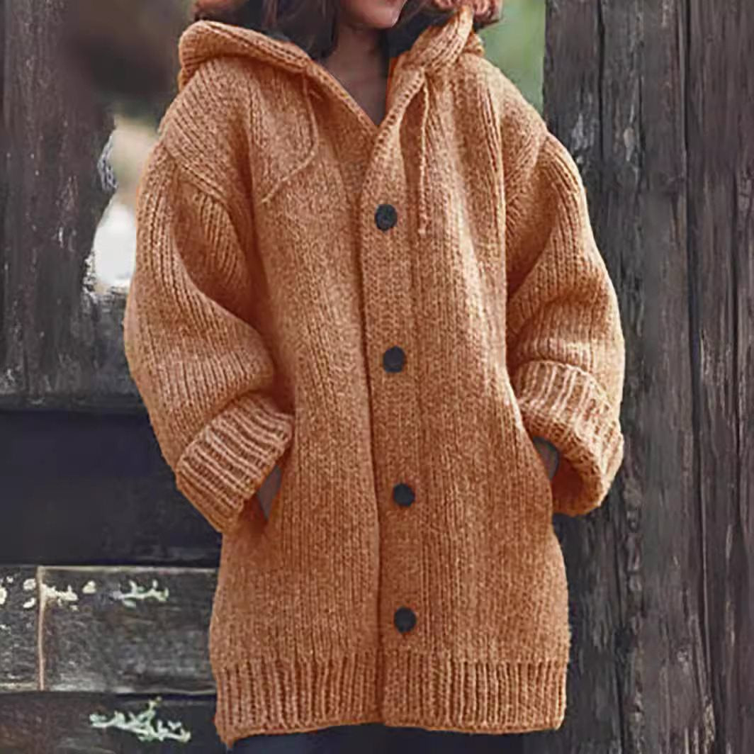 Graceful Women's Mid-length Hooded Fur Collar Sweater