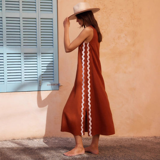 Women's Casual Fashion Sleeveless Round Neck Solid Dresses