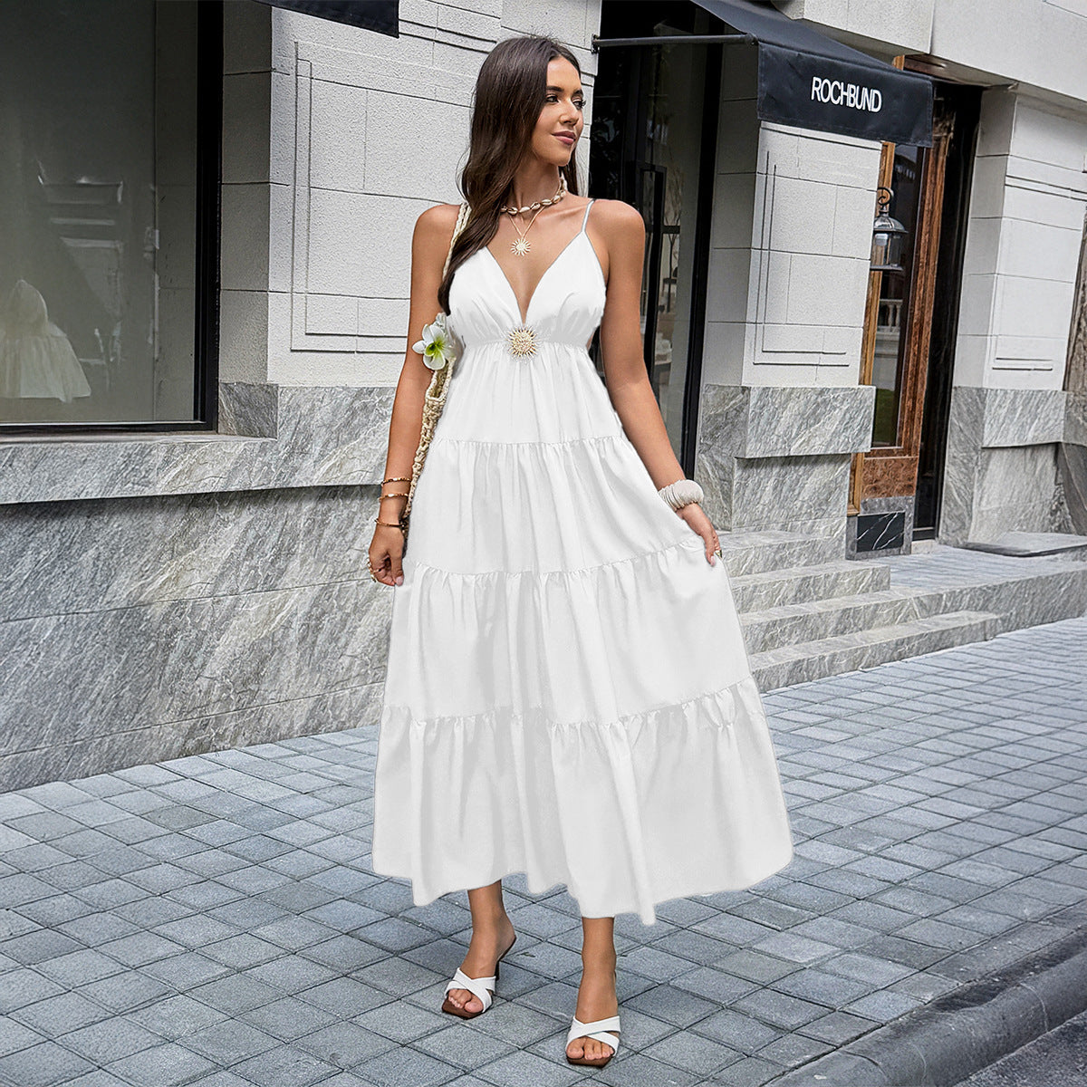 Women's Elegant Style Easy Matching Sling Long Dress