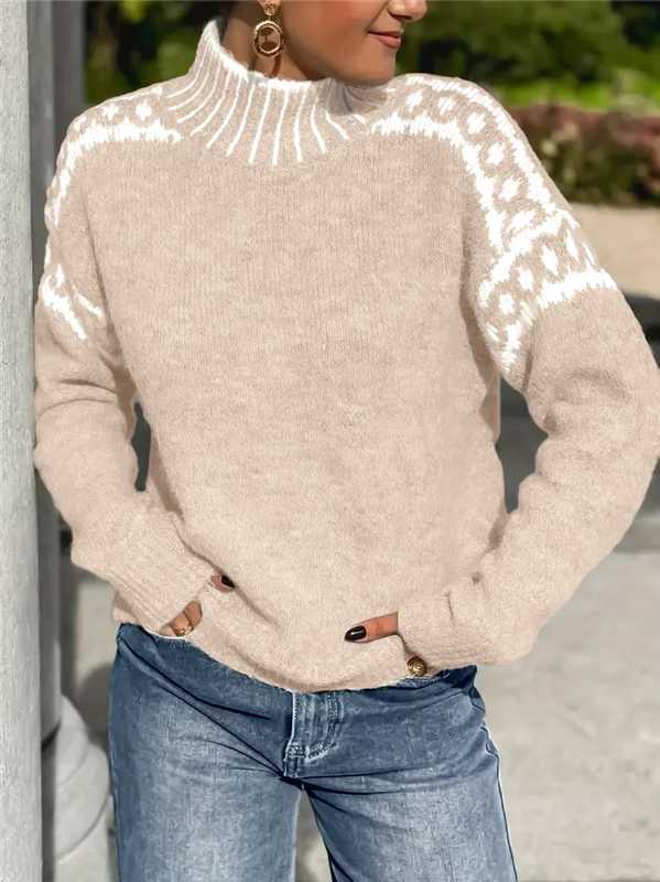 Women's Fashionable Casual Style Design Pattern Loose Women's Sweater