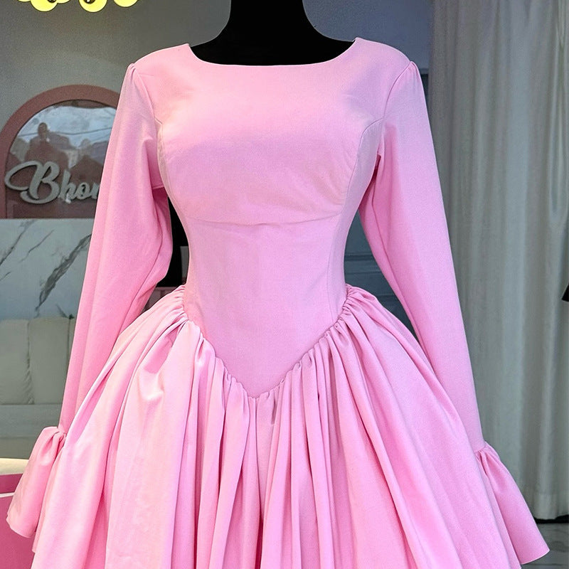 Women's Long Sleeve Tied Lace High Waist A- Dresses