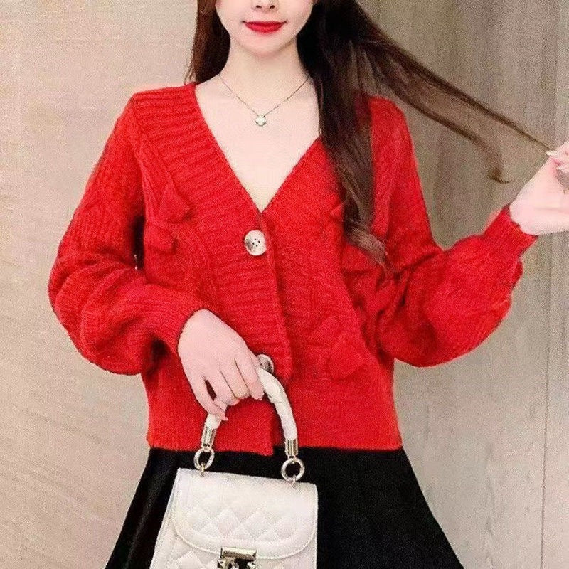 Women's Fashion Design Bow For French Sweet Idle Style Loose Sweater