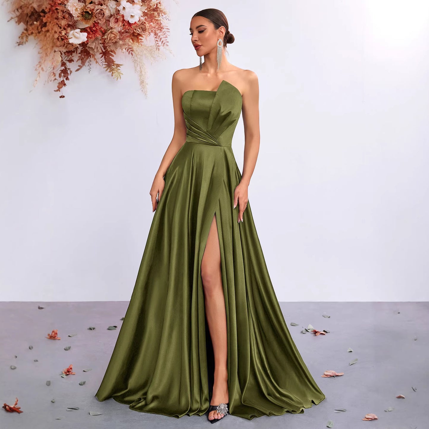 Sexy Tube Elegant Waist Slit High-grade Banquet Tops