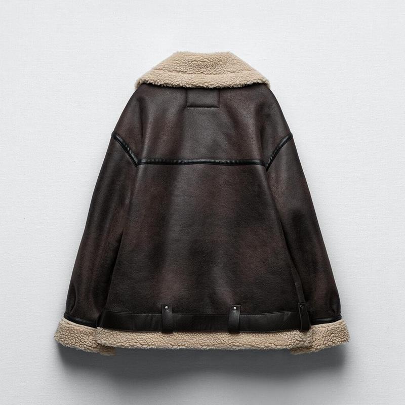 Women's Trendy Suede Fur Integrated Motorcycle Coats