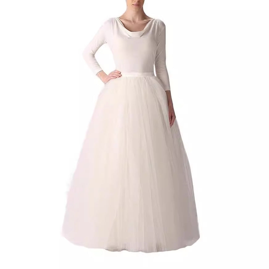 Elegant Voile Pettiskirt Adult Mid-length Mesh Wedding Dresses