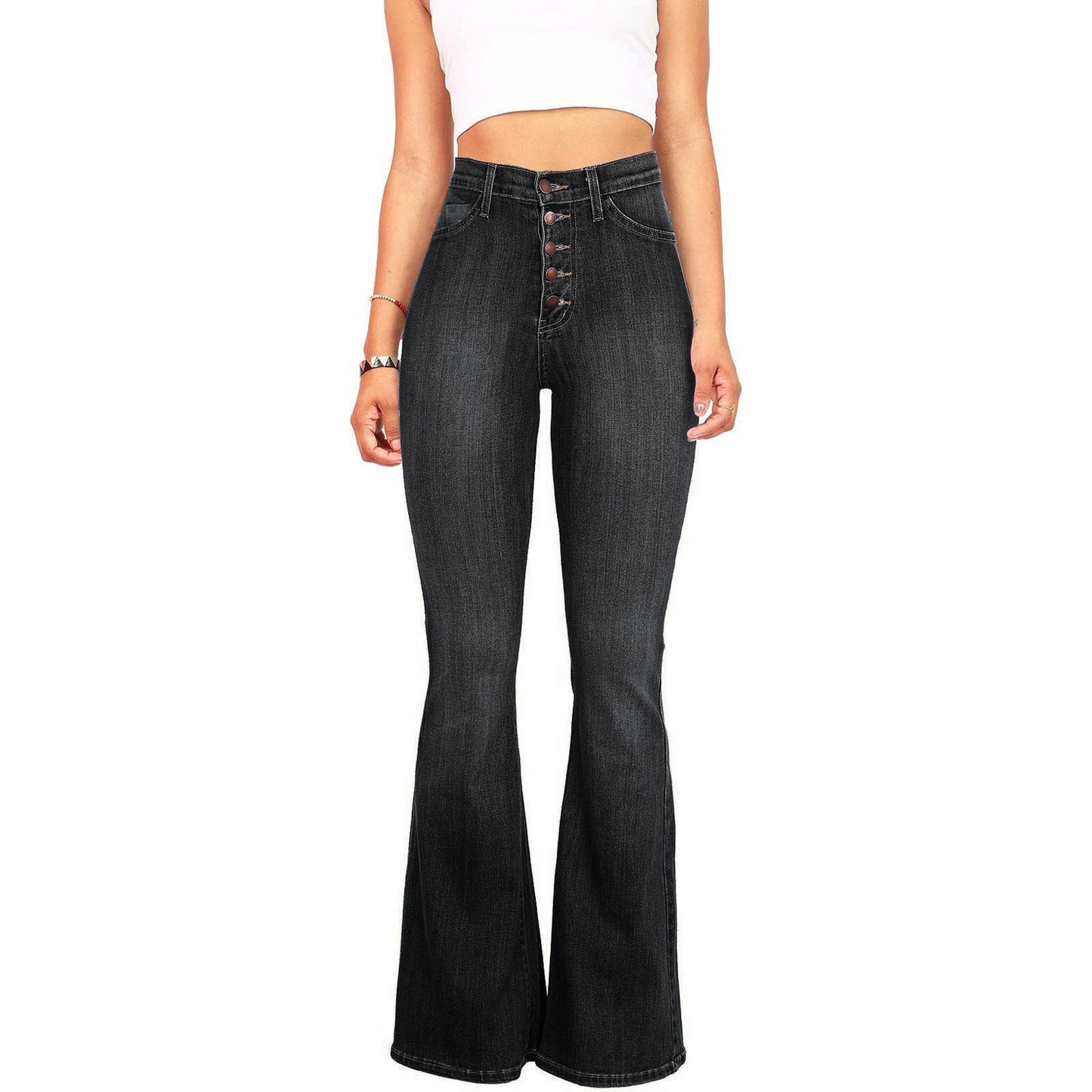 Fit High Waist Package Hip Denim Pants
