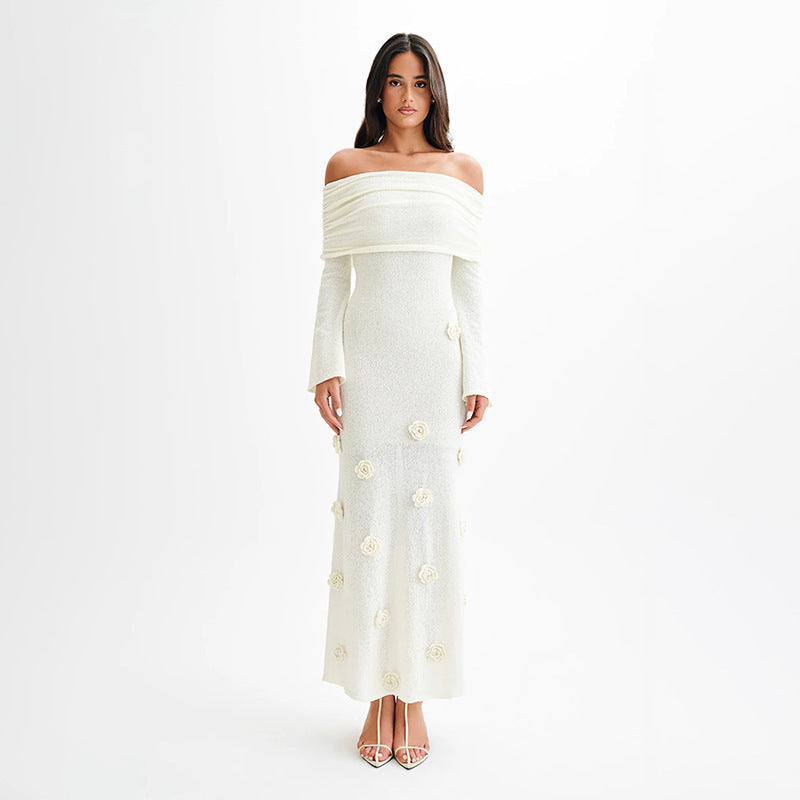Women's Sexy Three-dimensional Flower Dress Knitted Dresses