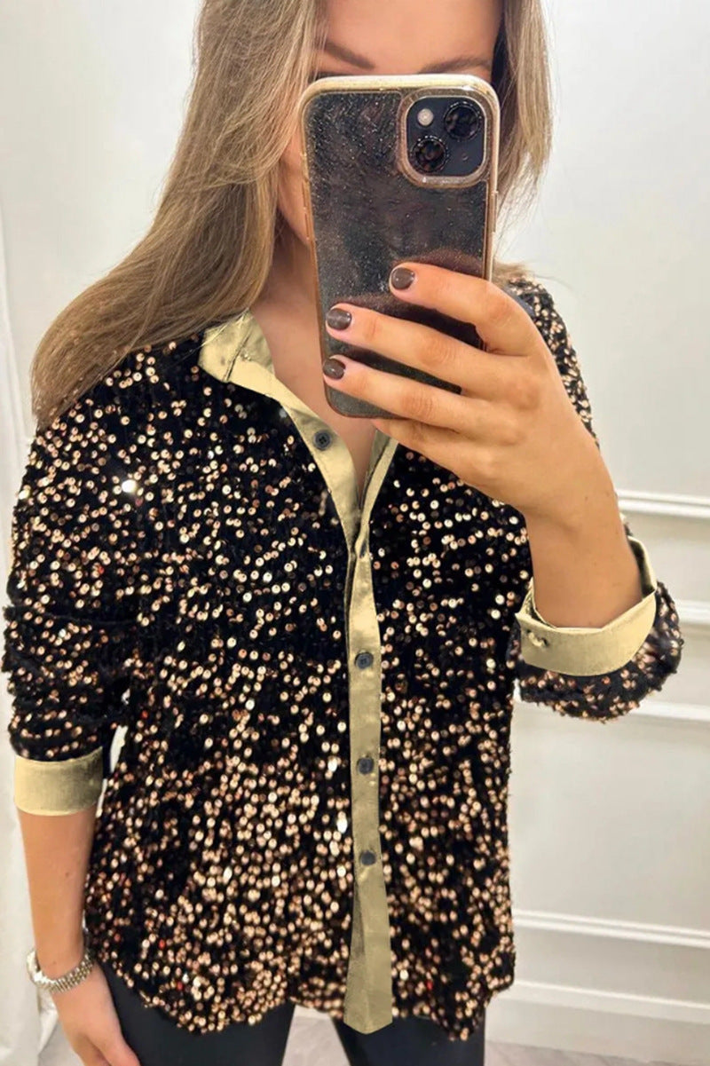 Women's Winter Solid Color Lapel Long Sleeve Tops