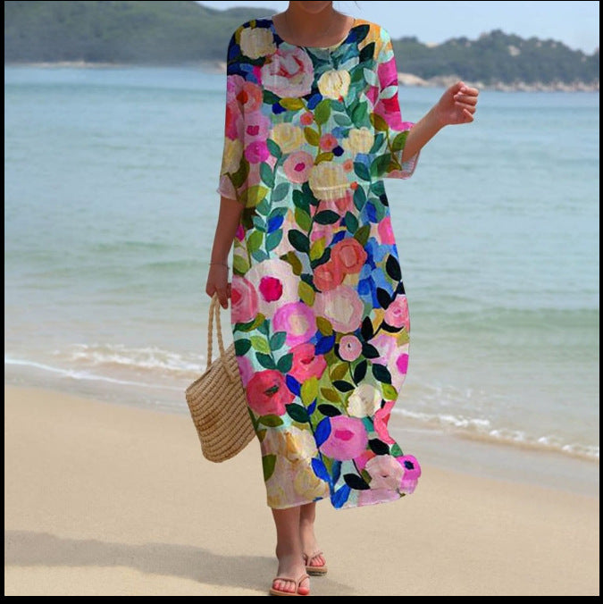 Women's Summer Long Printed Casual Fashion Ladies Dresses
