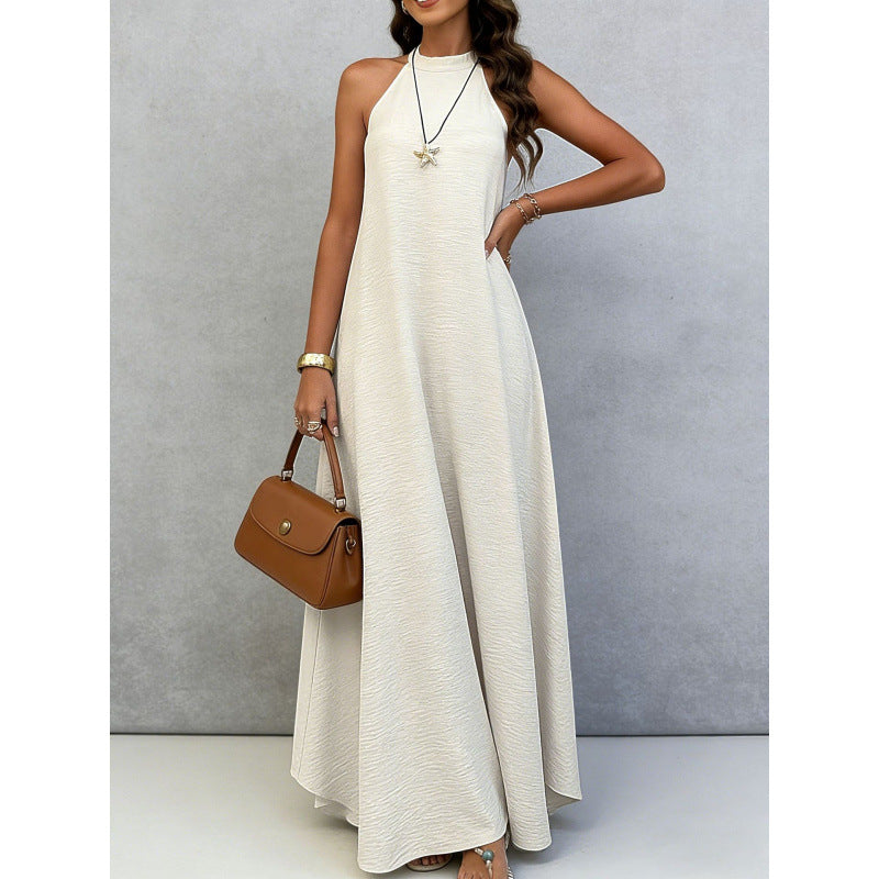 Women's Loose Large Sleeveless Solid Color Wide Hem Vacation Style Long Dress