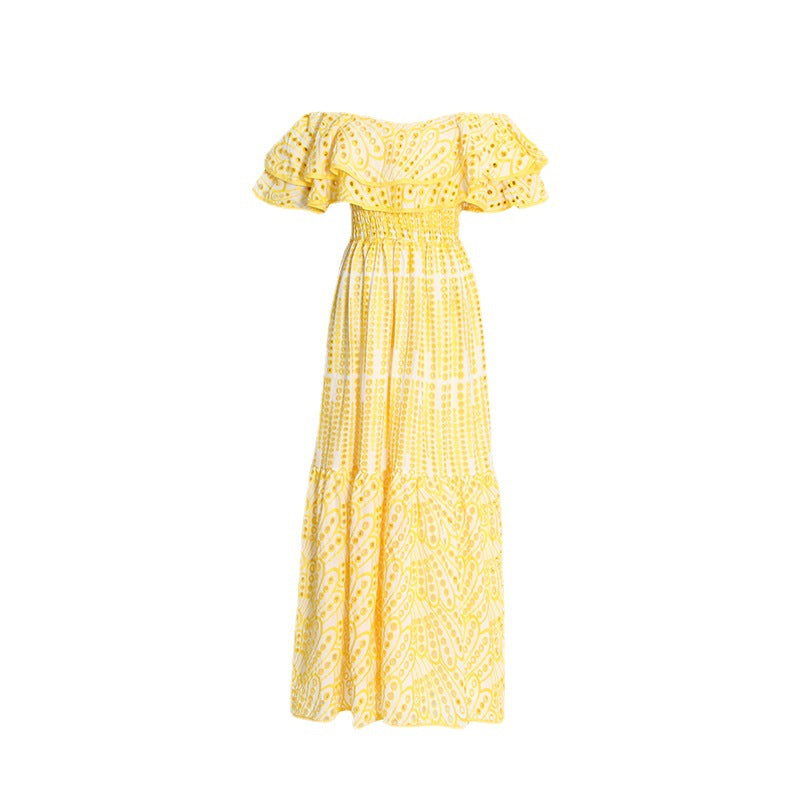 Women's Style Long Dress Spring Lotus Leaf Dresses
