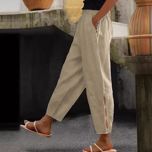 Women's Linen Solid Color Fashion Casual Daily Pants