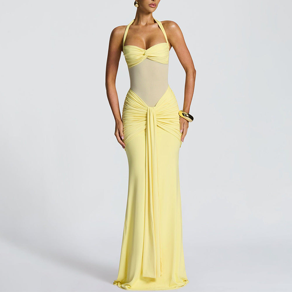 Women's Mesh Stitching Elegant Fishtail Ribbon For Dress