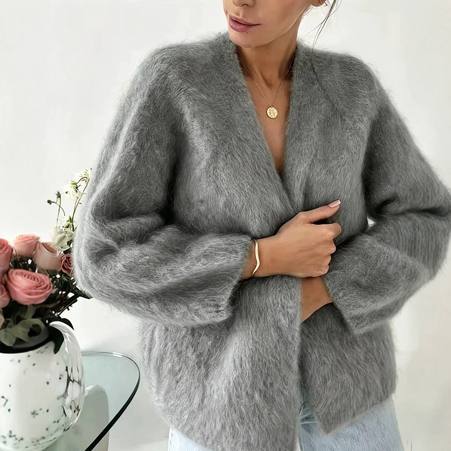 Women's Knitted Solid Color Loose Lazy Style Sweater