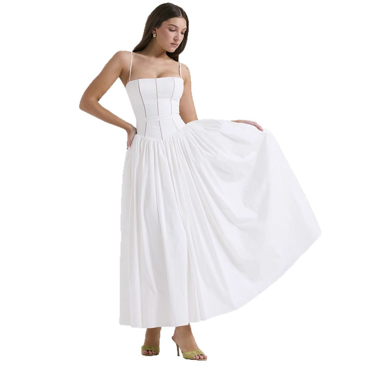 Elegant Gentle Slimming Floral Strap Dress Dresses