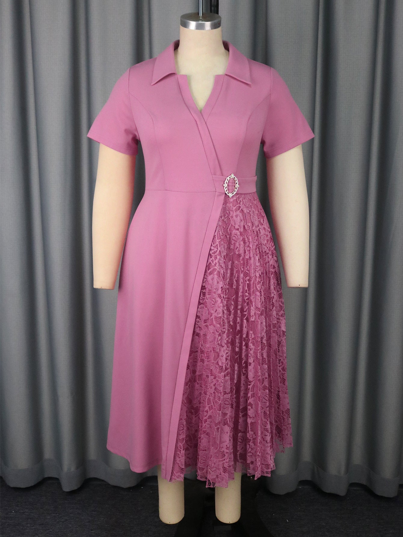 Women's Stitching Lace Pleated Swing Fashion Party Dresses