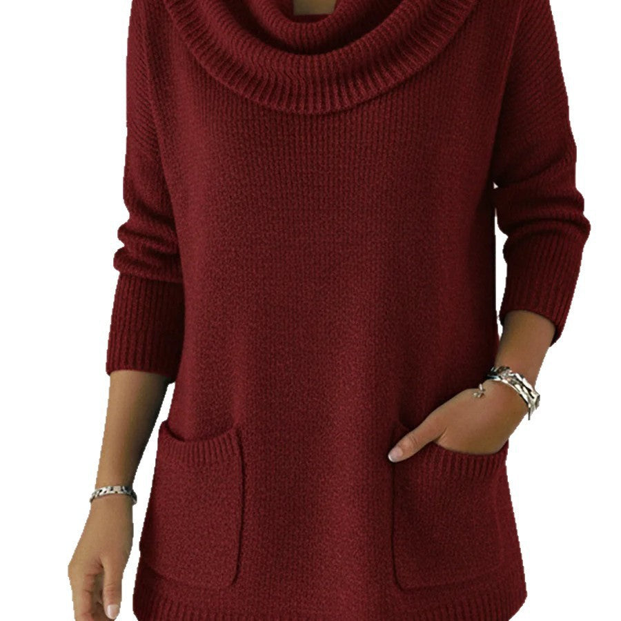 Women's Solid Color Pocket Long Sleeve Tops