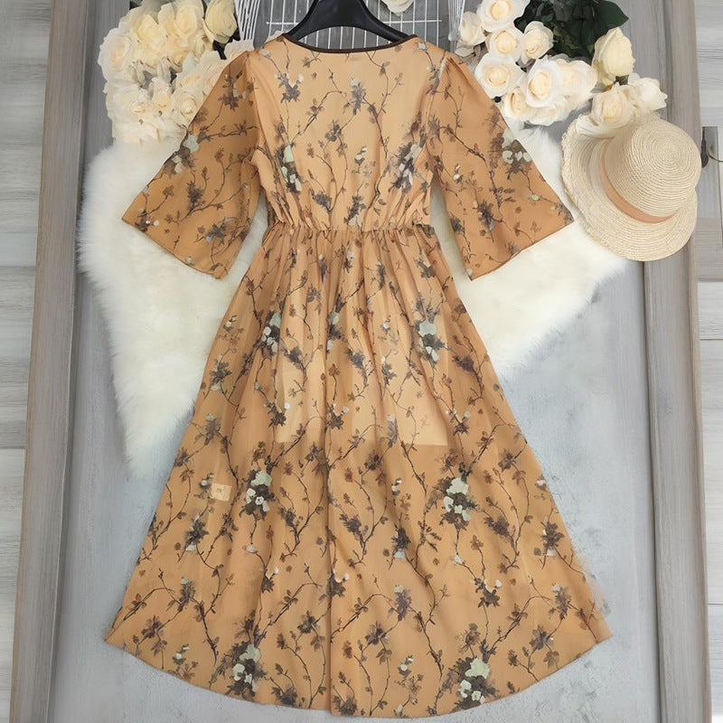 Women's Summer Fashion Temperament Printed Casual Long Dresses