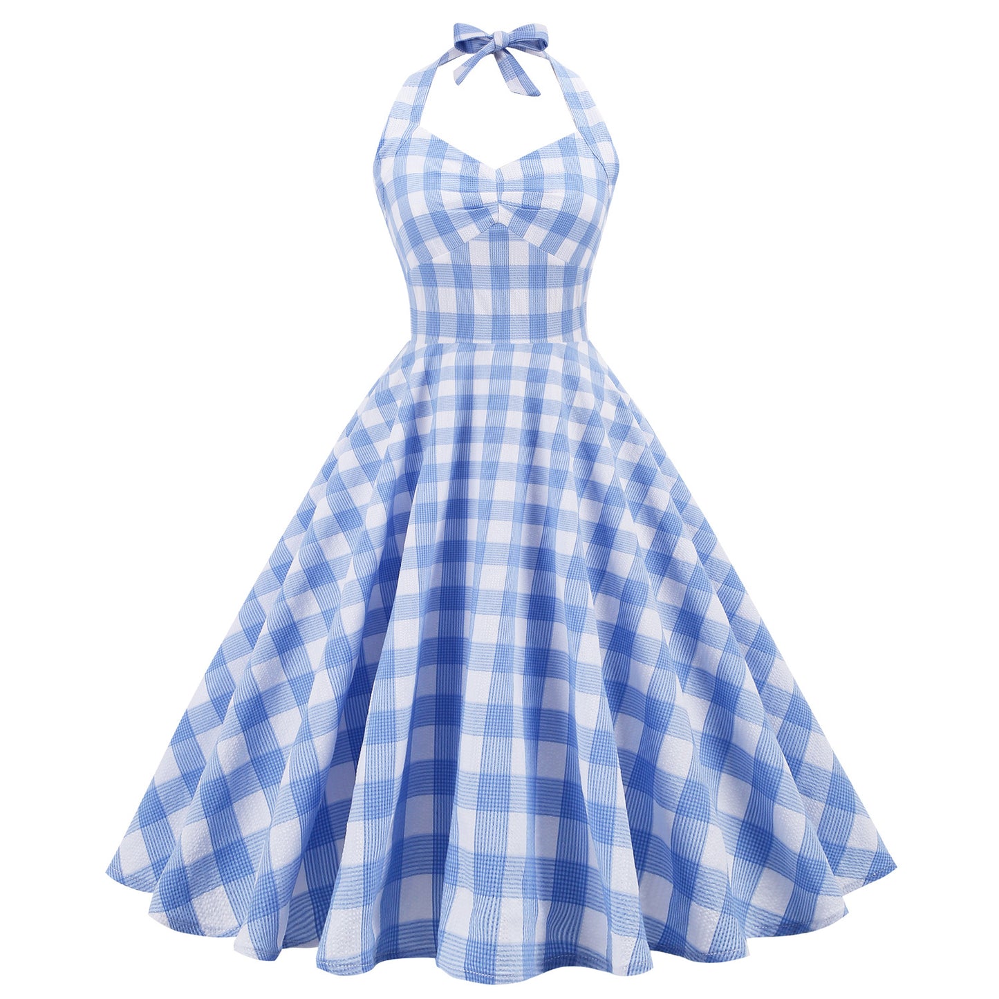British Lattice Girdle Large Swing Mid-length Dress Dresses