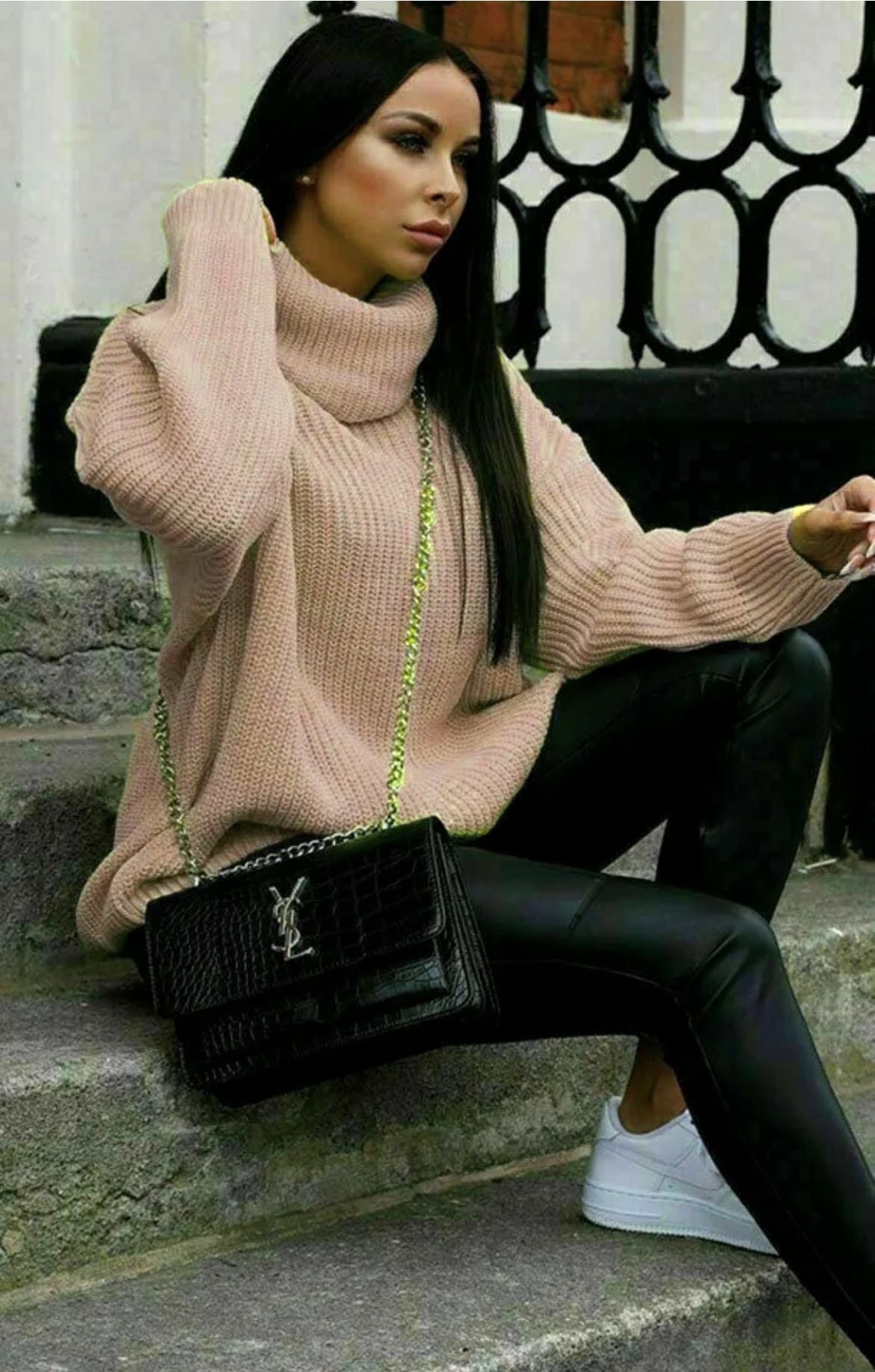 Women's Turtleneck Solid Color Loose Pullover Woolen Coats