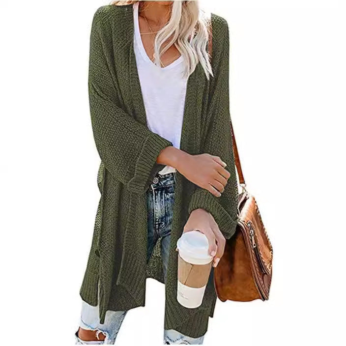 Women's Spring Large Mid-length Solid Color Knitted Women's Sweater