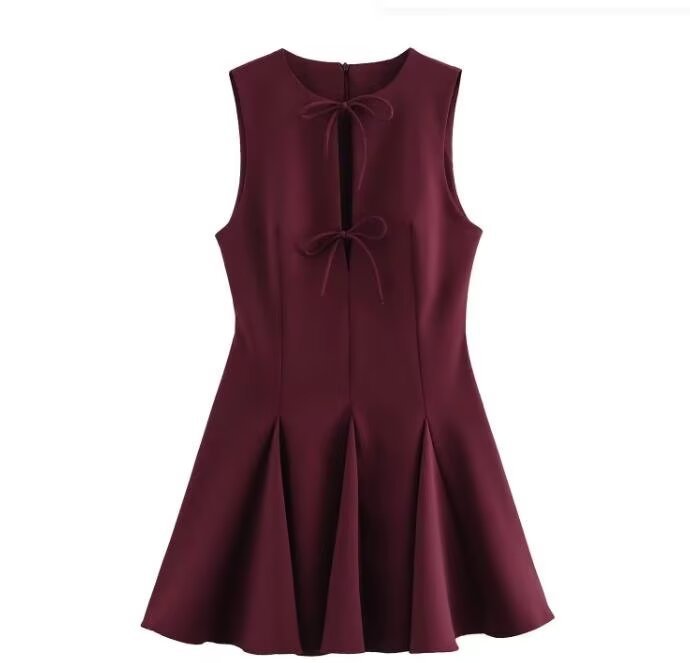 Women's Dress Wavy Style Wide Hem Bowknot Dresses