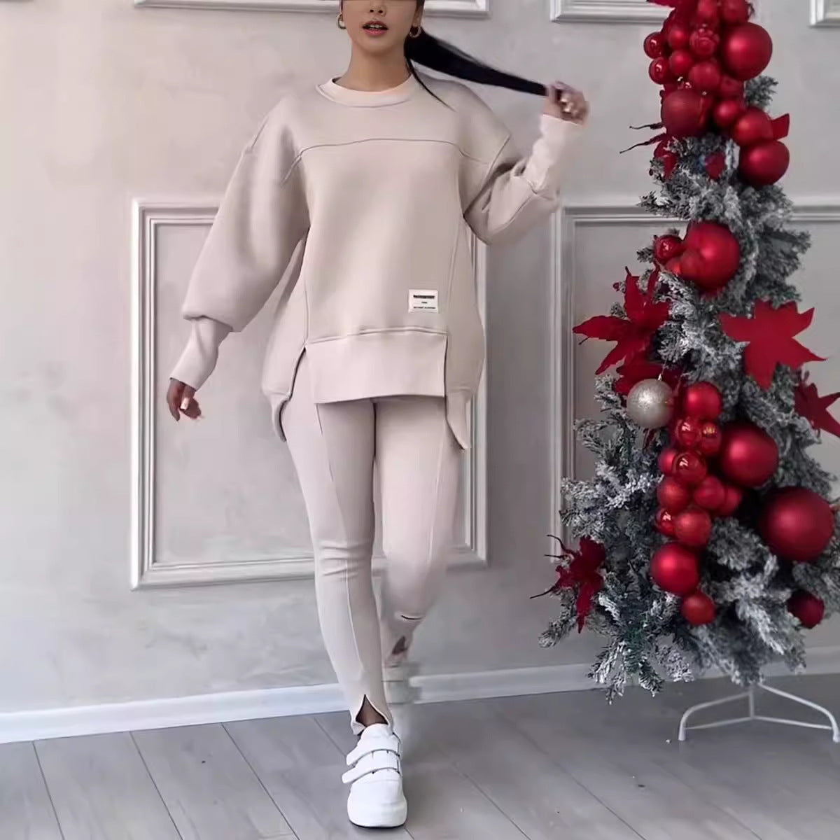 Women's Versatile Irregular Long Sleeve Printed Suits