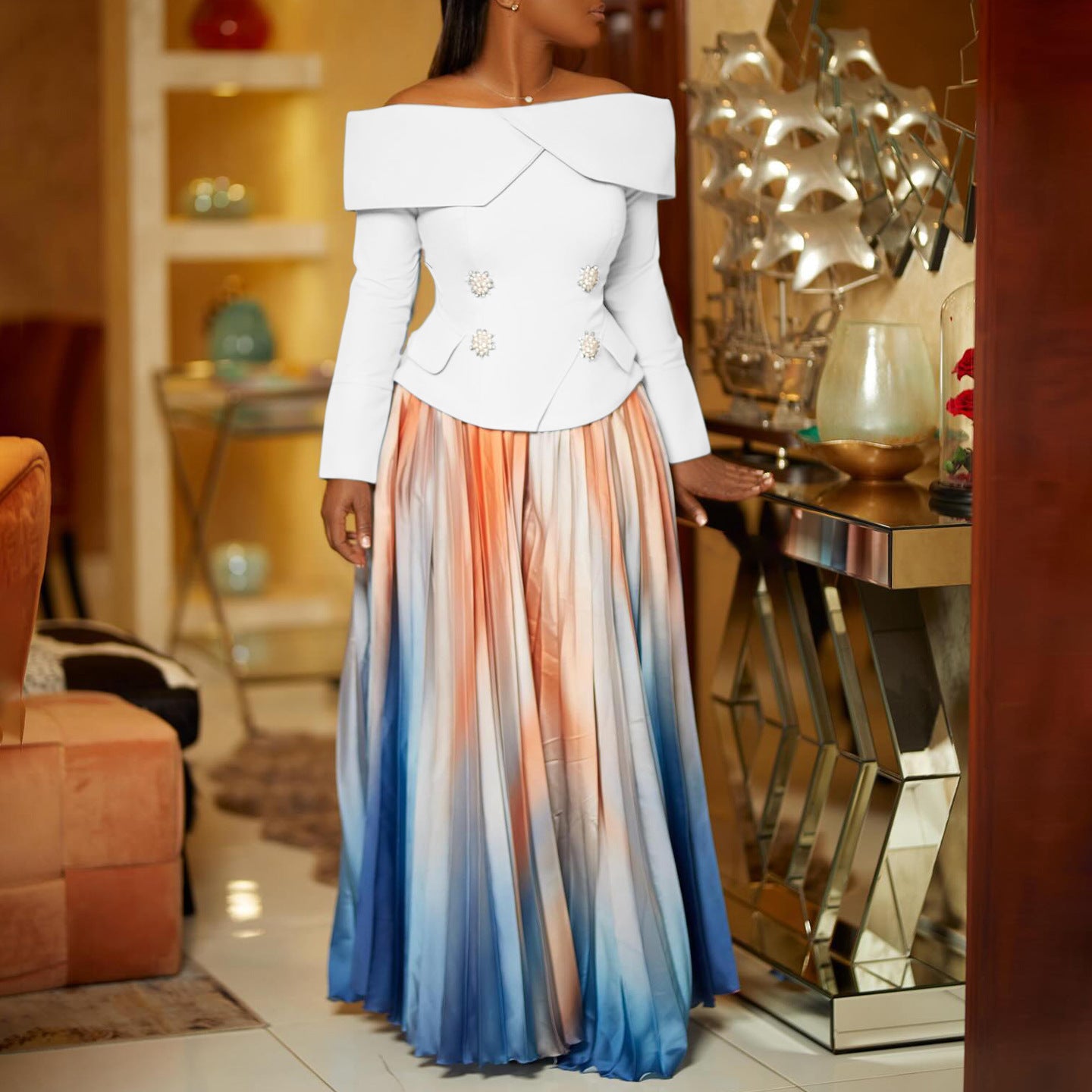 Cool Fashionable Elegant Long Dress African Suits
