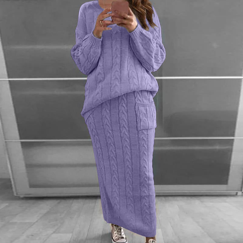 Women's Fashion Twist Stitch Set Dress Sweaters