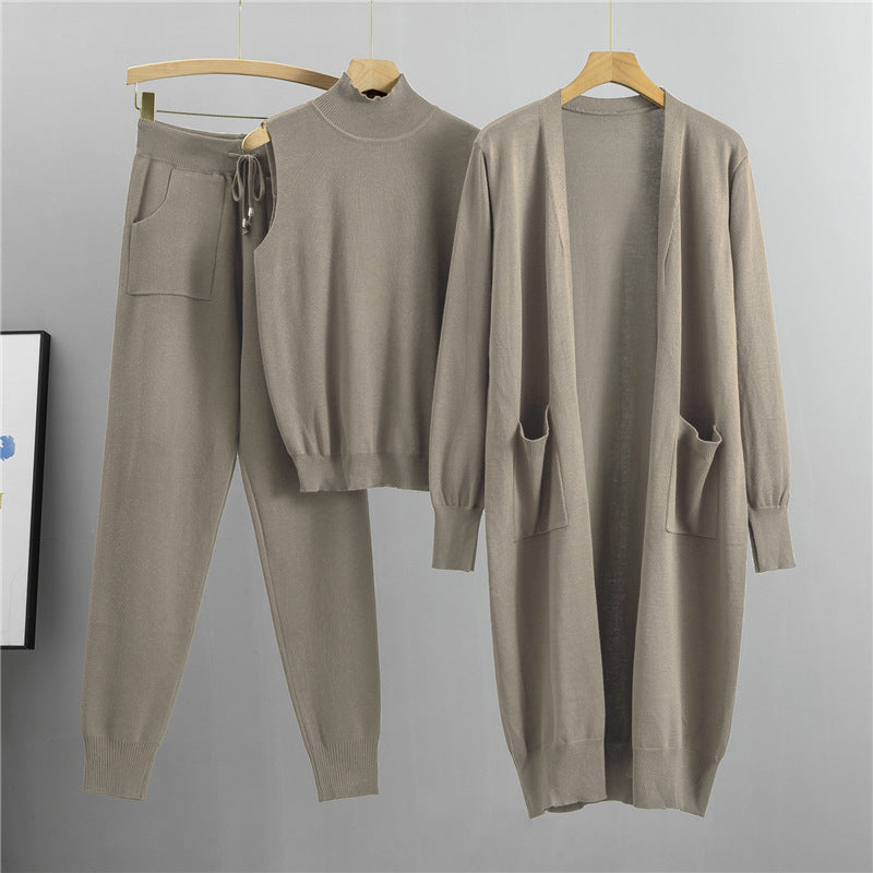 Durable Women's Fashionable Graceful Knitted Three-piece Pants