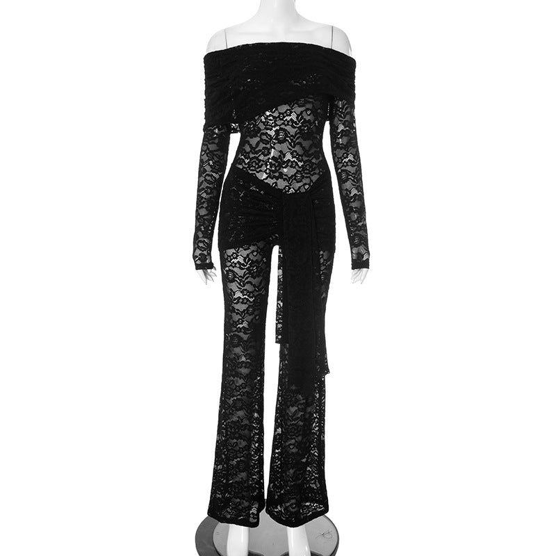 Women's Lace Stitching Sexy Hot One-piece Trousers Jumpsuits
