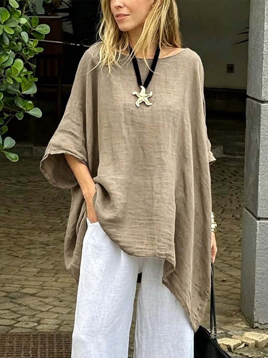 Women's Hem Batwing Sleeve Design Slim Fit Tops