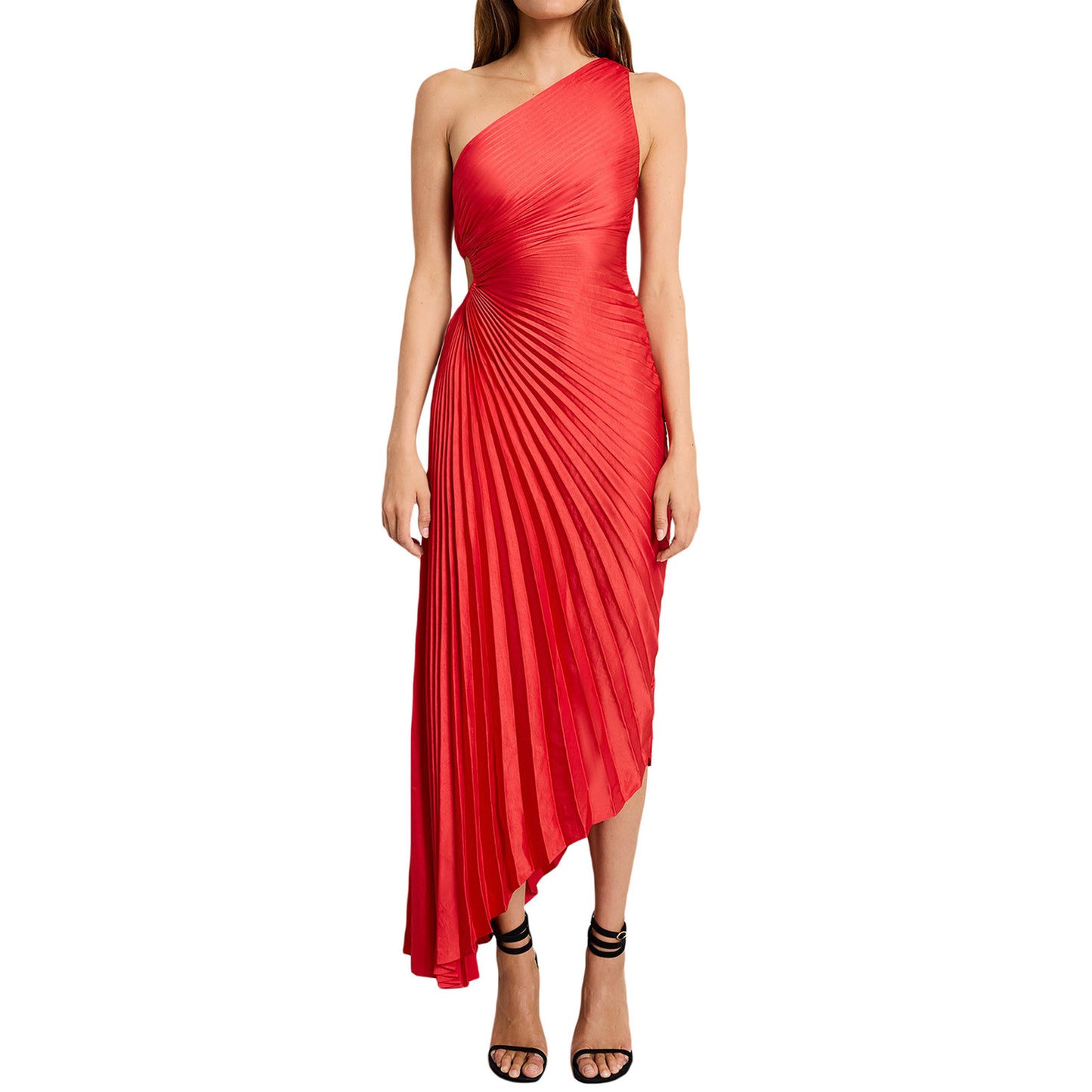 Women's Fashion Solid Color Casual Sexy Temperament One Shoulder Diagonal Evening Dresses